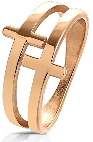 Bungsa Damen-Ring Kreuze Rosegold Edelstahl
