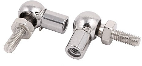 sourcing map 2 Stück Gelenkkopf Kugellager mit Bolzen, Recht-Hand Innengewinde M6x1,0mm und Recht-Hand Außengewinde M6x1,0mm, 45# Stahl Gasfeder Kugelbuchse Endfitting