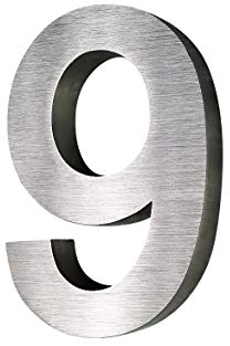 9 Hausnummer Edelstahl 3D Arial rostfrei witterungsbeständig 20cm Hoch 0 1 2 3 4 5 6 7 8 9 a b c d erhältlich (9 (20cm hoch))