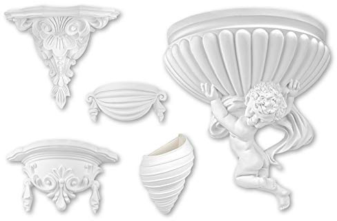 Stuckkonsole - große Auswahl 264 x 190 x 155mm Wandkonsole Barock dekorelement - verzierung aus vorgrundiertem, schlagfestem Polyurethan (K5012)