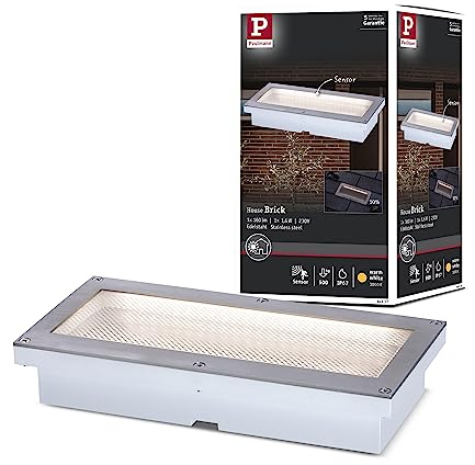 Paulmann 94337 Brick LED outdoor luminaire recessed floor luminaire w/ motion sensor IP67 200x100mm rect. incl. 1x1.6W alu, grey metal, s. steel 3000K