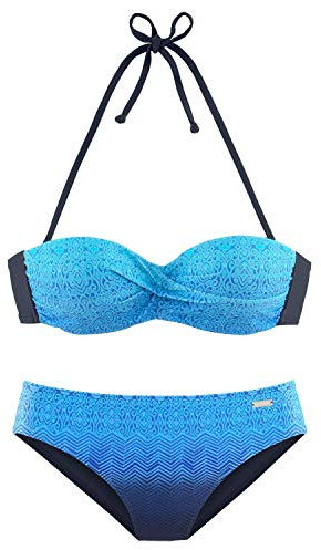 Lascana Damen Bügel-Bandeau-Bikini | mit Alloverprint, abnehmbare Träger