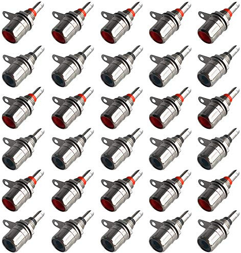 QitinDasen 30Pcs Premium RCA Weiblich Buchse, Cinch Buchse Einbau, Cinch Buchse Verbinder Adapter, RCA Einbaukupplung Terminal (15Pcs Rot, 15Pcs Schwarz)