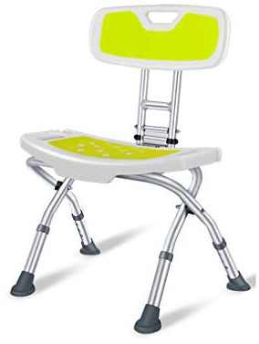 Duschstuhl Klappbar mit RüCkenlehne Stabiler Duschhocker Badhocker 37-41cm 3-Fach HöHenverstellbarer Duschklappsitz füR Behinderte, Senioren Und äLtere Menschen, Anti-Rutsch-FüßE