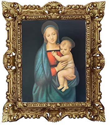 Väggmålning julafton The Madonna del Granduca bild barockram 45 x 38 raffael