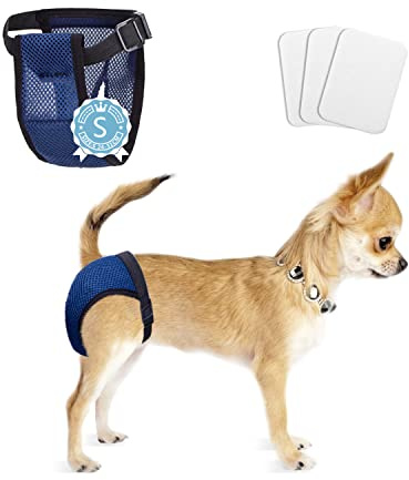 Nobleza Hund Windeln, Waschbar Schutzhose mit 3 Damenbinde, Hundehosen Hündin Läufigkeit, Wiederverwendbare Binde Höschen für Hündinnen, 1 St. Taille 24-31 cm, S