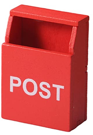 F Fityle Puppenhaus Miniatur Briefkasten 1:12 - Rot - Holz - Klassisch - Geschenk für Kinder & Mädchen - Wichteltür Zubehör - 36x18mm