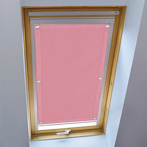 LIVEINU Dachfensterrollo für Dachfenster Verdunkelungsrollo Sonnenschutzrollo UV Schutz Thermo Rollo mit Saugnäpfe Ohne Bohren 100% Blickdicht für Reisen Autos 96x140cm Rosa