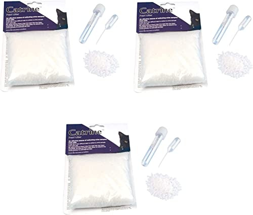 Kruuse Catrine Pearl Urin Auffangsystem | 3er Pack | 3 x 200 g | Urinsammelsystem für Katzen | Enthält Nicht saugfähiges Granulat, eine Pipette und EIN Sammelröhrchen