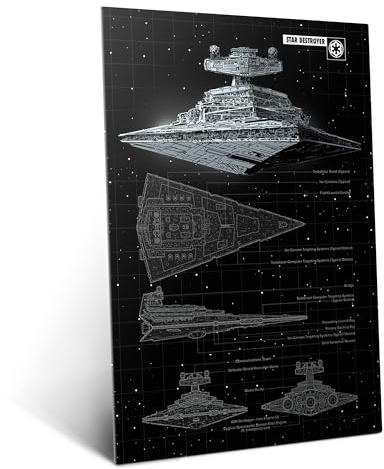 Displate Offiziell Star Wars MetallPoster Magnetische Befestigung Inklusive Lizenziert Bilder Hochwertiges Poster Star Wars - Vehicle Schematics - Star Destroyer Poster 45 cm x 32 cm