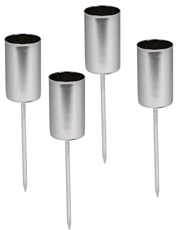 Spetebo Kerzenpick für Tafelkerzen 4er Set - Silber - Kerzenhalter für Stabkerzen - Kerzen Stecker für Advents und Weihnachts Gesteck
