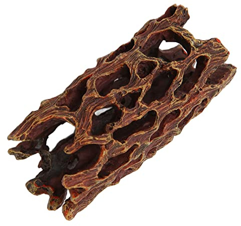 Qcwwy Tronc d'arbre Creux D'aquarium, Accessoires D'aquarium de Grotte de Résine Poisson Crevette Crabe Tortue Reptile Cachette Maison pour Se Reposer Cacher Jouer et Se Reproduire