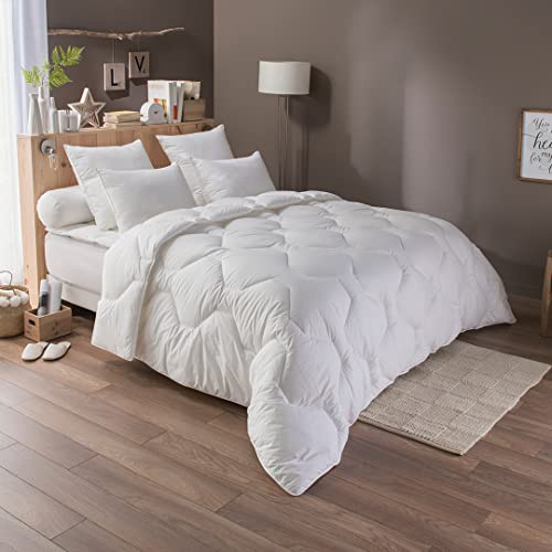 DODO - Couette Tempérée Protection Active 220x240 cm - Garnissage Fibre Creuse Siliconée 300g/m² - Circulation de l'air - Anti-acariens - Enveloppe Polycoton - Lit 2 Personnes