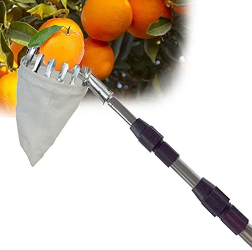 Yesbon Raccoglitrice telescopica per Frutta, raccogli Ciliegie, Raccogli Frutta con Manico Telescopico e Borsa, Dispositivo Salva-Lavoro Strumento per la Raccolta della Frutta,2.1m/6.8ft