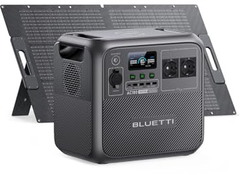 BLUETTI Generatore Solare AC180 con 100W Pannello Solare, Batteria LiFePO4 1152Wh con 2 Uscite AC 1800W (2700W Picco), Generatore Portatile per Campeggio, Viaggio, Interruzione di Corrente