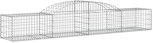 Homgoday Gewölbte Gabionen-Körbe, Mesh-Draht-Steinkorb, Outdoor-Spiral-Stützwand Pflanzgefäß Garten Pflanzkorb Topf Gartendekoration 4 Stück 300 x 50 x 40/60 cm Verzinktes Eisen
