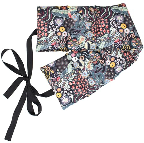 Coussin aux graines de lin compartimenté en 7 avec sangles, 65x15 Coton bio sous l´océan - Coussin thermique aux graines pour dos et reins utilisable chaud ou froid