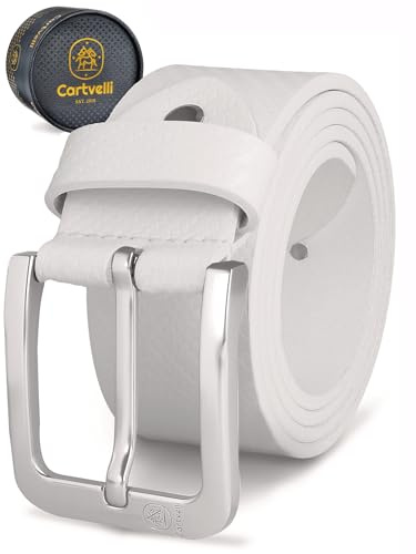 Cartvelli Premium läderbälte herr kol – Made in Germany med presentförpackning – äkta läderbälte 40 mm, Kolvit, 105