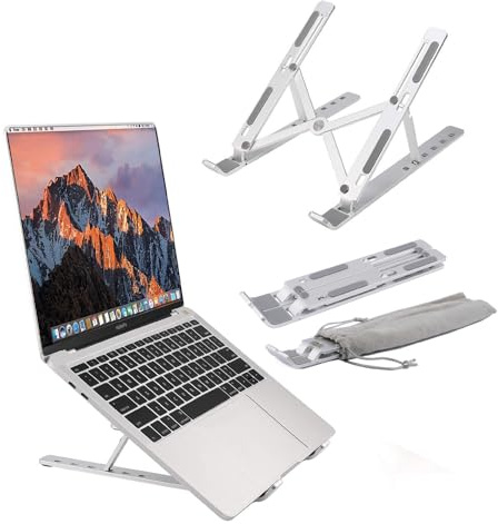 OVERMUST - Supporto PC Portatile, Compatibile con Laptop 10-17 Pollici, Regolazione a 6 Livelli, Ventilazione Efficiente, Pieghevole e Portatile