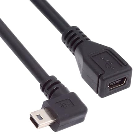 NFHK 90 Degree Right Angled Mini USB 5Pin Male to Female Extension Cable 30cm for GPS Camera