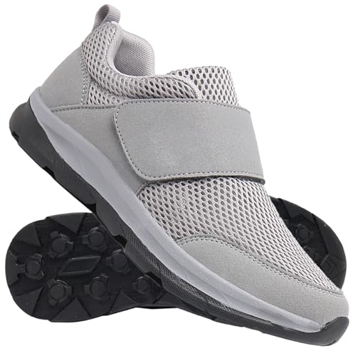 AEHO Scarpe da Ginnastica Sportive Scarpe pianta Larga Uomo Scarpe Uomo Pianta Larga Scarpe Sportive Ortopediche Scarpe per Diabetici Donna Chiusura,Grigio,46/280mm