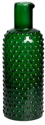 Chehoma Carafe en cristal vert émeraude décor pointe de diamant. Picot Dimensions : 26 x 8,5 cm