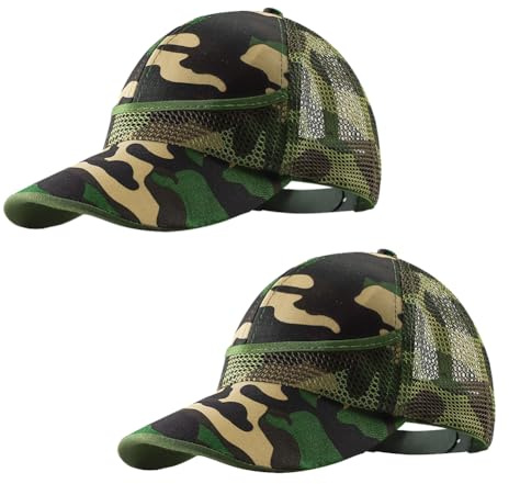 Cappellino da baseball mimetico in rete per bambini, 2 pezzi, ad asciugatura rapida, cappello estivo, protezione UV, visiera in cotone, cappello snapback per sport all'aria aperta, per ciclismo