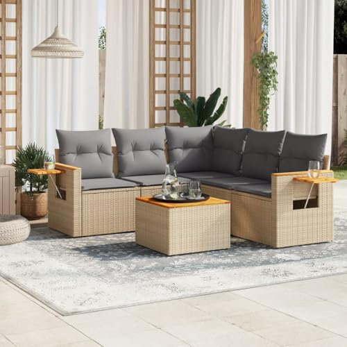 Festnight Balkon Ecklounge mit Stauraum Gartenlounge Klein Sofa Balkon Lounge Rattan Rattansofa Sitzecke Balkon Klein Gartensofa Ecksofa Garten Lounge Sofa Outdoor Balkonmöbel Couch Gartenmöbel