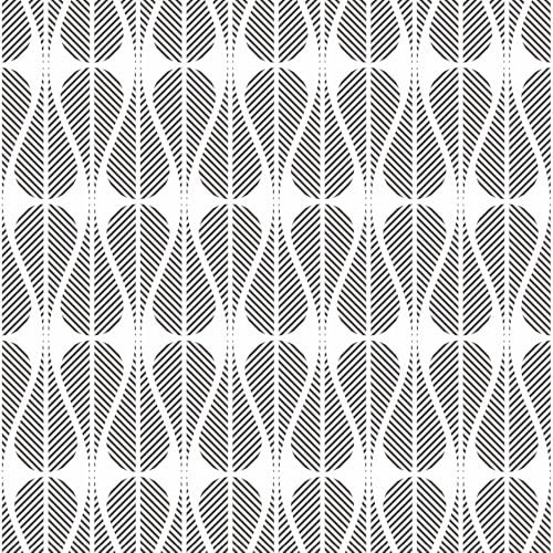 VEELIKE Papier peint géométrique bohème moderne noir et blanc pour chambre à coucher, salle de bain, papier contact abstrait, papier peint art déco, décoration murale amovible, 44,5 cm × 300 cm