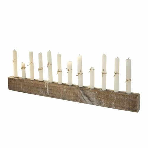 Loberon Kerzenständer Nicky, braun | für 12 Kerzen, Handgefertigt, Vintage-Stil, Klarliniges Design, Kerzenständer, Dekoration, Kiefernholz, Eisen