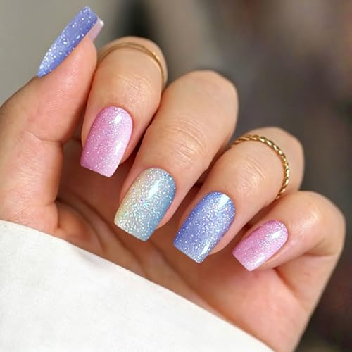 JMEOWIO Nagelfolie Glitter Bunter Gel Nagelfolien Selbstklebend Nail Sticker Uv Härtend Dekoration Nageldesign Zubehör