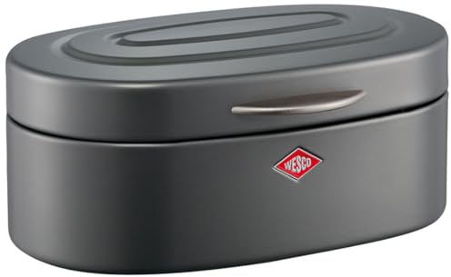WESCO Single Elly Brotkasten in der Farbe graphit matt, pulverbeschichtetes Stahlblech, Lüftungslöcher und stabiler Handgriff