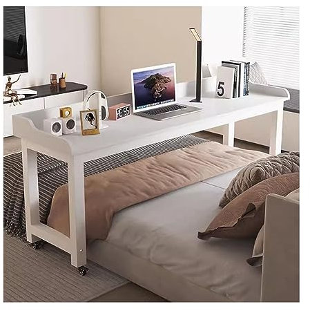 OWOHYG Überbetttisch Überbetttisch Weißer Überbetttisch mit Rollen, Abnehmbarer Laptop-Betttisch, Mehrzweck-Computertisch/Schreibtisch/Frisiertisch(180x40x80cm)