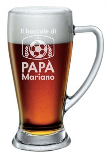 bubbleshirt Boccale da Birra Incisione PERSONALIZZATO Il boccale di Papà - Calcio - Idea Regalo - Bicchiere in Vetro Chiaro, ca 38cl
