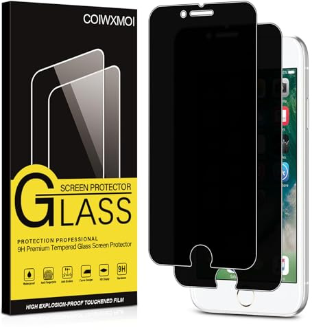Coiwxmoi Sichtschutz für iPhone 8/iPhone SE 2020/iPhone 7/SE 2022 Anti-Spähen Panzer Schutz Glas Privatsphäre Schutzfolie 9H Härte Kratzfest Bläschenfrei Anti Spy Panzerfolie Blickschutzfolie,2 Stück