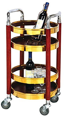 XCHSXYL Servierwagen aus Edelstahl, Barwagen für die Küche, Catering, Speisewagen aus Holz mit Stauraum, Hotel, Dessert-Werkzeugwagen, B
