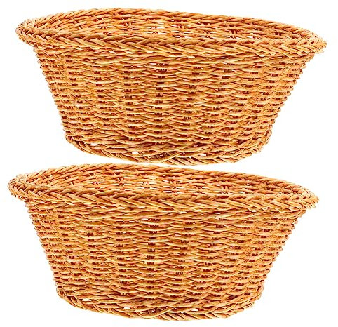 Cabilock Elegante Cestino Portafrutta in Plastica Intrecciata Con Design in Rattan Finto Intrecciato Cestino Portaoggetti Da Scrivania
