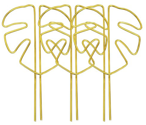 Enrejados de Plantas, 3 Piezas Tutores para Plantas, Diseño en Forma de Hoja, Revestimiento Oro, Resistentes a la Corrosión, Soporte de Trepadoras Adecuado para Flores Vides