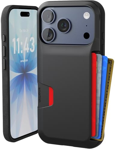 Smartish® iPhone 17 Pro Wallet Case - Wallet Slayer Vol. 1 [Slim + Protective] Credit Card Holder - Drop Tested Flip Hidden Card Slot Cover for Apple iPhone 17 Pro - Black Tie Affair