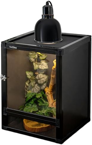 Toxirium 12x12x18 Reptile Terrarium, Hybrid Cage PVC Habitat Enclosure with Screen & Acrylic Doors, Ventilated Tank for Gecko,Chameleon, Snake, Frog, Easy Assembly, Front Dual Access