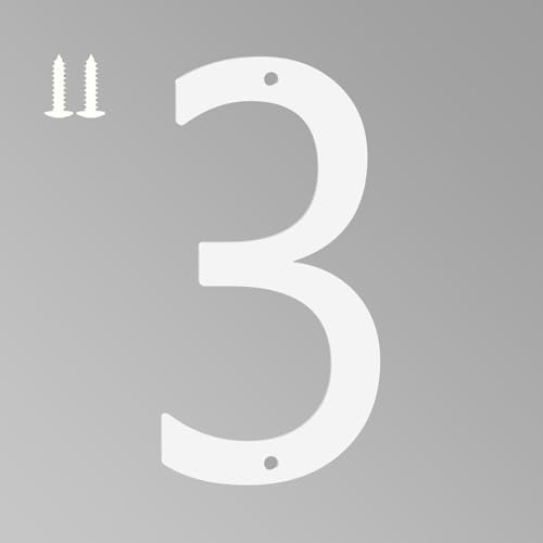 5 Inch White House Numbers for Outside, Metal Letters for Outdoor Signs, Anti-rust Aluminium House Address Letters for Front Door, Office, and Garden Decoration (Number 3)