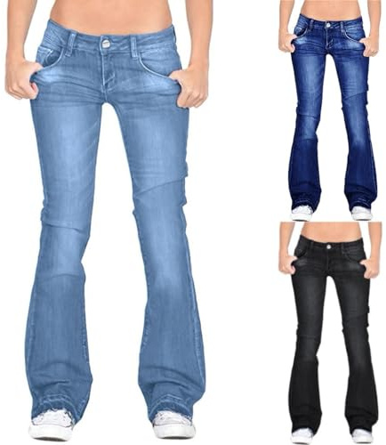 MJGkhiy Vaqueros de mujer de cintura baja Skinny Anchos Pantalones de Denim Bootcut Elásticos Jean Pantalón Cómodos Elefante Campana Slim Jeans Trousers Flared