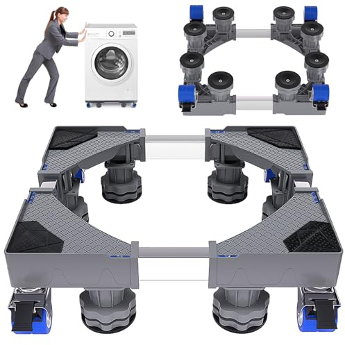 Waschmaschine Sockel Untergestell, Roller Transportroller,Anti-Vibrationsfunktion,Kühlschrank und Trockner,Verstellbare Waschmaschinensockel, Rutschfester Stoßdämpfungsfunktion,Belastbarkeit 300 KG