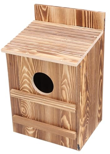 Eulenkasten – 10,9 x 10,2 x 12,4 cm Eulen-Nistkasten, Eulenhaus aus Holz, Vogelhaus, Holzunterstand, wasserdicht, karbonisierte Eichhörnchen-Nistkästen, für Vögel, Tauben, Garten, Fenster
