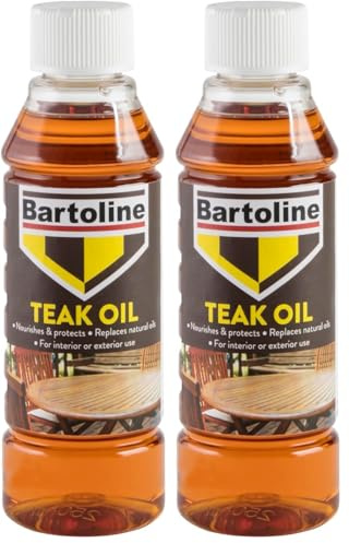 Bartoline Teak Oil 250ml – Deep Penetrating Wood Oil for Outdoor & Indoor Furniture | Garden Furniture, Hardwood Protection & Teak Care (Pack of 2)