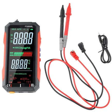 Opatiny Smart Digital Multimeter FS899L with 6000 Counts, USB Rechargeable, 4.8-inch Color Screen, Auto Range, NCV Detection, Data Hold, Flashlight, for Voltage Current Resistance Continuity Testing
