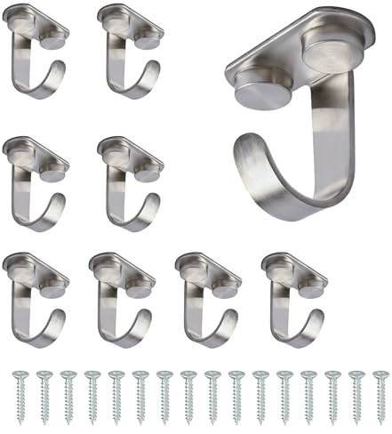 Mooche 8 Stück Garderobenhaken Edelstahl Gebürstet Deckenhaken Haken | 34MM Mehrzweckhaken mit Schrauben, Deckenhaken Haken, Metall Einzeln Hakens für Schlafzimmer, Badezimmer, Kleiderschrank