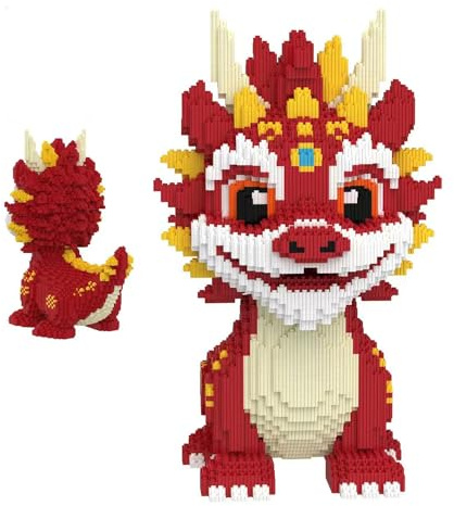 YILETKC Dragon Rouge Mini Construction Maquette Set, 11200 Pièces Construction Briques AnimauxJouet, Collectionner Blocs de Construction Modèle, Non Compatible avec Marques Grand