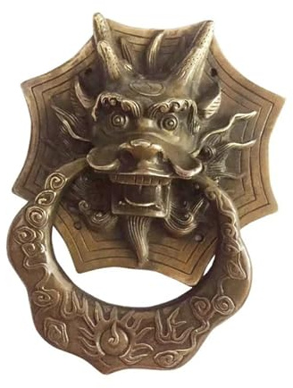 TüRklopfer Aus Gusseisen,Door Knocker Front Vintage Messing Drachen Klopfer Holz Hof Tor Möbel Griffe Bronze Tür Hause Dekoration
