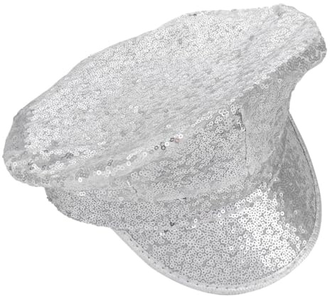 Generisch Paillettenbesetzte Schirmmütze in Silber mit Feiner Verarbeitung und Praktischem Design für Rollenspiel und Pantomime Kostüm Zubehör